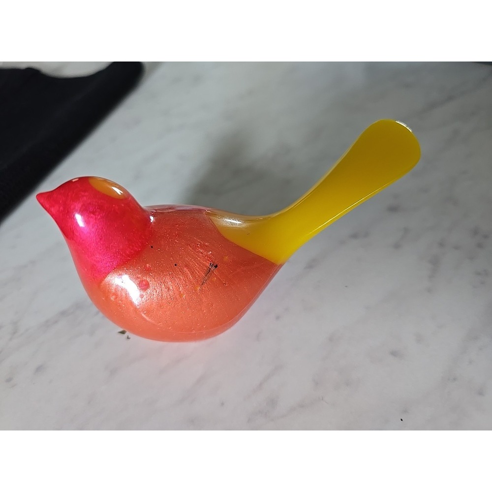 Handmade Resin Bird Red Yellow Orange Decoration Gift 588